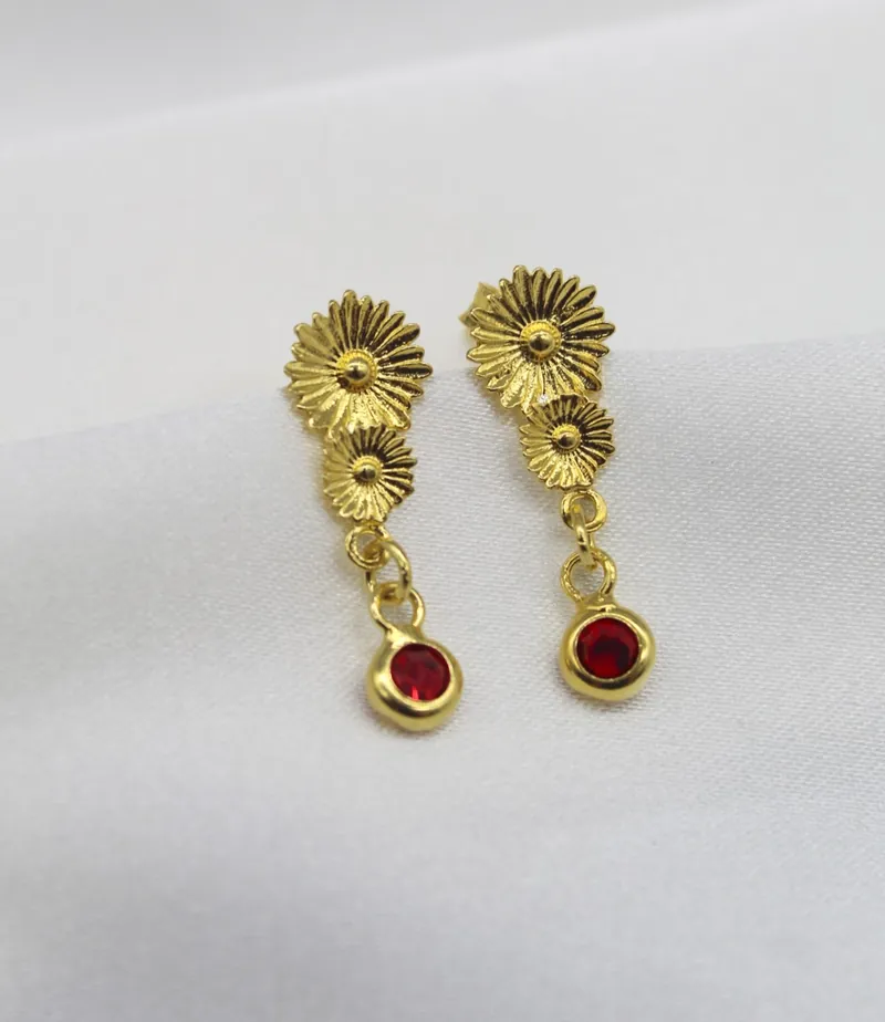 Aretes de Oro con piedra roja al por mayor