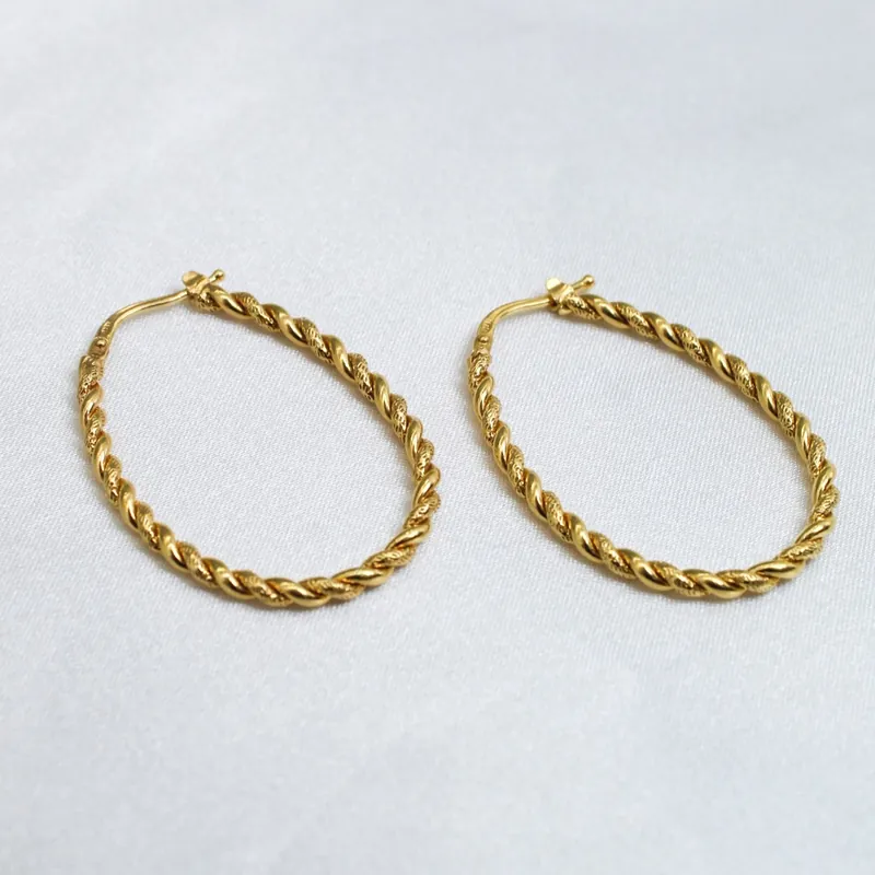 Twisted-texture Gold hoops