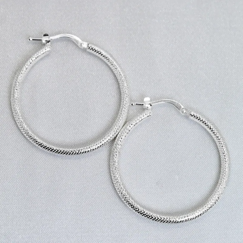 Smooth polished 925 Silver hoops