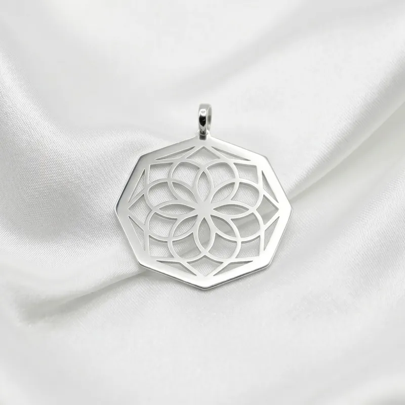Silver mandala pendant, laser cut